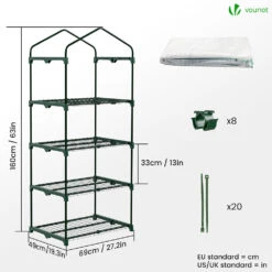 Serre De Jardin Avec Etageres Et Bache PE Renforcee 135gr/m2 69x49x160cm Blanc(Serre De Jardin Avec Etageres Et Bache Pe Renforcee 135gr M2 69x49x160cm Blanc) -Boutique Vounot listing04 a766358c b349 49a8 8f98 3c4bbe67a519