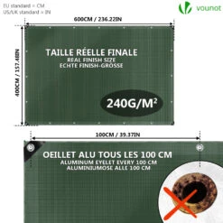 Bâche De Protection En Polyéthylène Resistant Et Impermeable 240g/m² Vert Et Argent 4x6m(Bache De Protection En Polyethylene Resistant Et Impermeable 240g M Vert Et Argent 4x6m) -Boutique Vounot listing04 ab4a53ab 9d4c 41d1 9dc0 598418dab29e