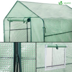 Serre De Jardin Avec Etageres Et Bache PE Renforcee 135g/m2 143x215x195cm Vert(Serre De Jardin Avec Etageres Et Bache Pe Renforcee 135g M2 143x215x195cm Vert) -Boutique Vounot listing05 03e82bee 40f9 44b8 b504 32b372032d0a