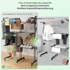 Sechoir A Linge Etendoir Extensible Et Pliable Grande Capacite Sechage 190x53x170cm Noir(Sechoir A Linge Etendoir Extensible Et Pliable Grande Capacite Sechage 190x53x170cm Noir) -Boutique Vounot listing05 295f8c37 13b1 43b9 b544 a11f26eb7461