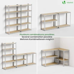 Lot De 2 étagères De Rangement Avec Crochets Charge Lourde Robuste 5 Niveaux 180x90x40cm(Lot De 2 Etageres De Rangement Avec Crochets Charge Lourde Robuste 5 Niveaux 180x90x40cm) -Boutique Vounot listing06 1e012f33 83db 4796 bdeb 2f57b6e28a4b