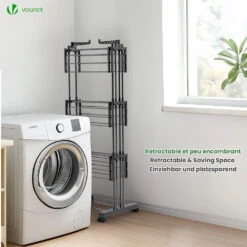Sechoir A Linge Etendoir Extensible Et Pliable Grande Capacite Sechage 190x53x170cm Noir(Sechoir A Linge Etendoir Extensible Et Pliable Grande Capacite Sechage 190x53x170cm Noir) -Boutique Vounot listing06 4b03d071 38ea 40ac a16b fd2c03561e56