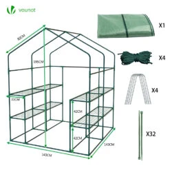 Serre De Jardin Avec Etageres Et Bache PE Renforcee 135g/m2 143x143x195cm Vert(Serre De Jardin Avec Etageres Et Bache Pe Renforcee 135g M2 143x143x195cm Vert) -Boutique Vounot listing06 6d4d6ba7 679f 49fe bf7d adbf7e37c6dd