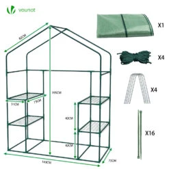 Serre De Jardin Avec Etageres Et Bache PE Renforcee 135g/m2 143x73x195cm Vert(Serre De Jardin Avec Etageres Et Bache Pe Renforcee 135g M2 143x73x195cm Vert) -Boutique Vounot listing06 86652d7e 8fb1 477a 8788 2816013c9cfc