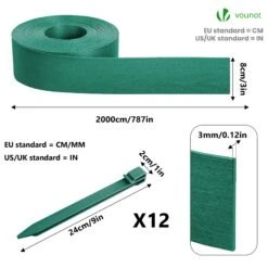 Bordure De Jardin PE Flexible 20M X 8 CM Avec Piquets Vert(Bordure De Jardin Pe Flexible 20m X 8 Cm Avec Piquets Vert) -Boutique Vounot listing07 8cm