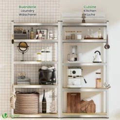 Lot De 2 étagères De Rangement Avec Crochets Charge Lourde Robuste 5 Niveaux 180x90x40cm(Lot De 2 Etageres De Rangement Avec Crochets Charge Lourde Robuste 5 Niveaux 180x90x40cm) -Boutique Vounot listing07 1152b3a8 7489 46ba 9022 3d5b2c24116b