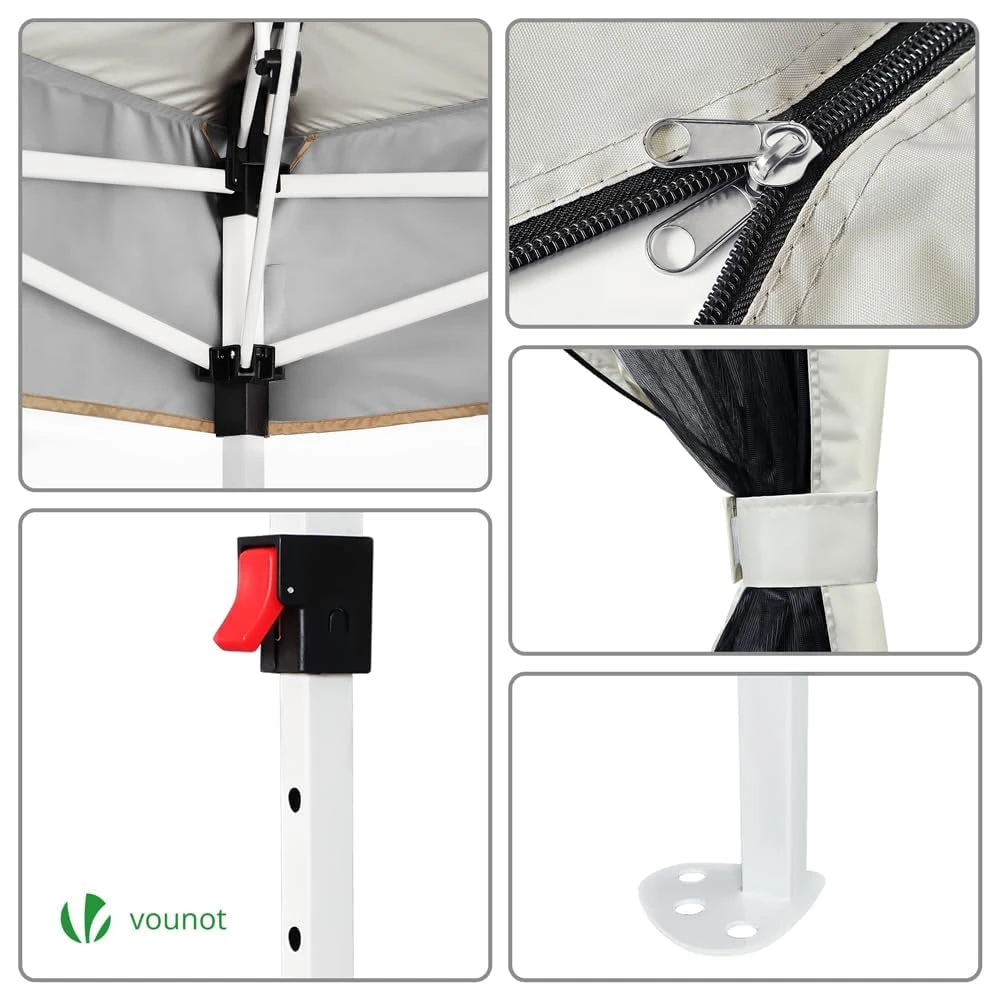 Tonnelle De Jardin Exterieure Pliable Avec Moustiquaire Pop Up 3.6x3.6m Beige(Tonnelle De Jardin Pop Up Avec Moustiquaire Beige) 7 Tonnelle De Jardin Exterieure Pliable Avec Moustiquaire Pop Up 3.6x3.6m Beige(Tonnelle De Jardin Pop Up Avec Moustiquaire Beige) – Image 7