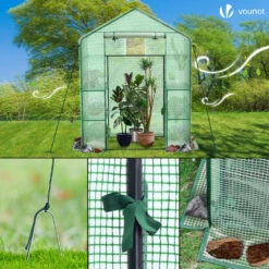 Serre De Jardin Avec Etageres Et Bache PE Renforcee 135g/m2 143x73x195cm Vert(Serre De Jardin Avec Etageres Et Bache Pe Renforcee 135g M2 143x73x195cm Vert) -Boutique Vounot listing07 71472c00 44a6 4b15 8964 fb998a189553