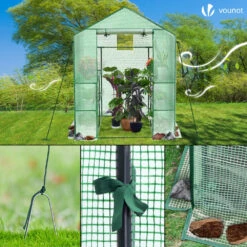 Serre De Jardin Avec Etageres Et Bache PE Renforcee 135g/m2 143x143x195cm Vert(Serre De Jardin Avec Etageres Et Bache Pe Renforcee 135g M2 143x143x195cm Vert) -Boutique Vounot listing07 d54c4b71 9fa3 4a31 9433 692812be7c67