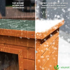 Maison Pour Chat En Bois Avec Toit Bitumé Autoportant Et Porte à Lamelles PVC(Maison Pour Chat En Bois Avec Toit Bitume Autoportant Et Porte A Lamelles Pvc) -Boutique Vounot maisondechat 4