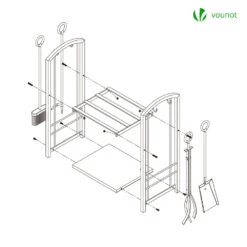 Porte Buches Cheminee Avec 4 Outils En Metal Noir(Porte Buches Cheminee Avec 4 Outils En Metal Noir) -Boutique Vounot portebucheavecoutils 7